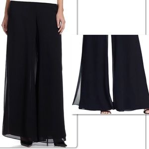 Veronica Young Wide Leg Pants Black High Waist Flowing Palazzo Size L Large